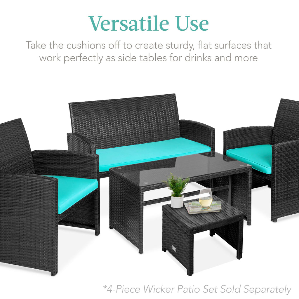Set of 2 Wicker Ottomans with Removable Cushions W5256