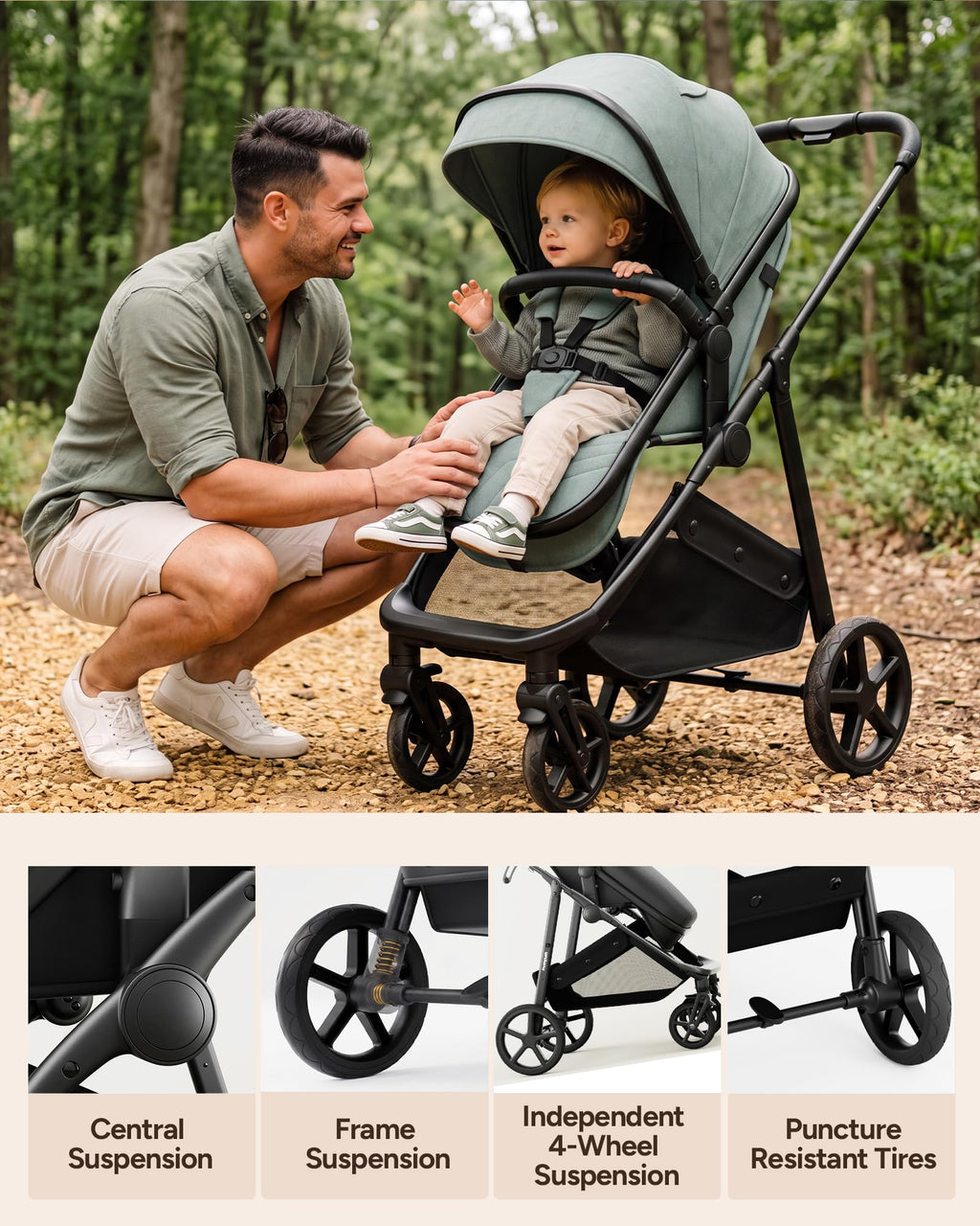 2-in-1 Bassinet Stroller Reversible Seat Black F3918