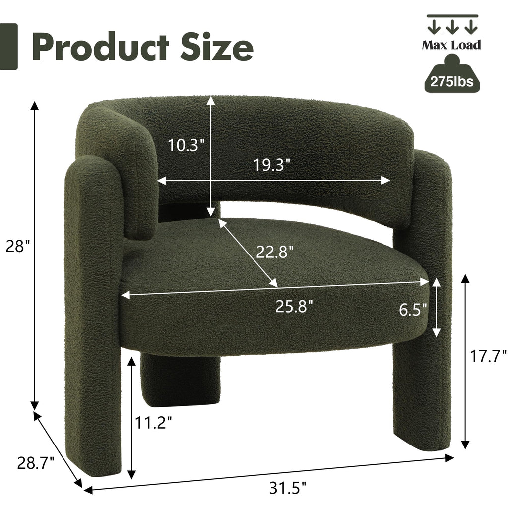 Sherpa Barrel Accent Chairs Set of 2 Olive Green H33669