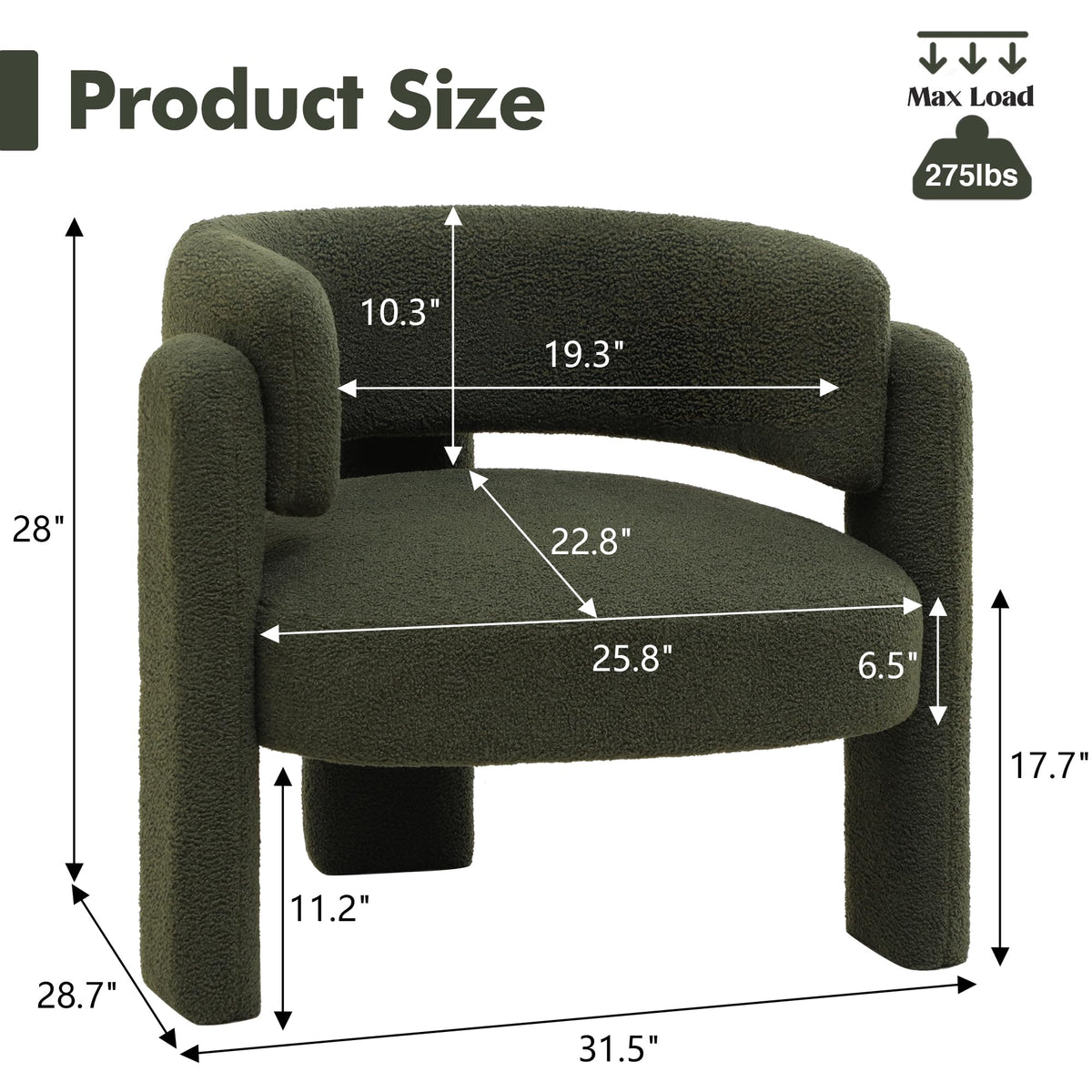 Sherpa Barrel Accent Chairs Set of 2 Olive Green H33669