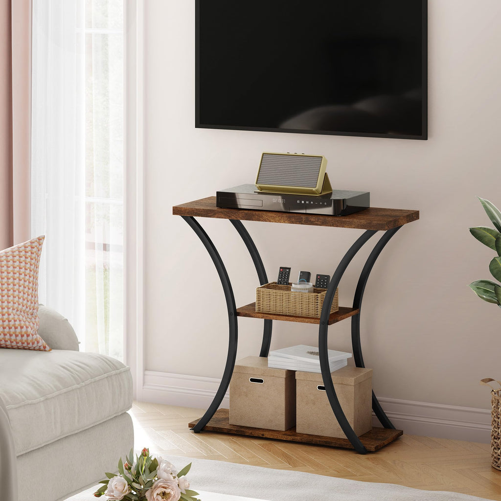 3 Tier Console Table with Open Wood Shelves F160