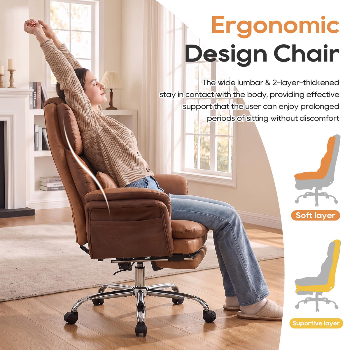 Big and Tall Office Chair with Flip Armrests J8471
