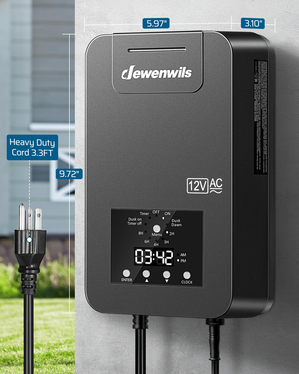 200W Low Voltage Transformer with Photocell Sensor & Timer L697
