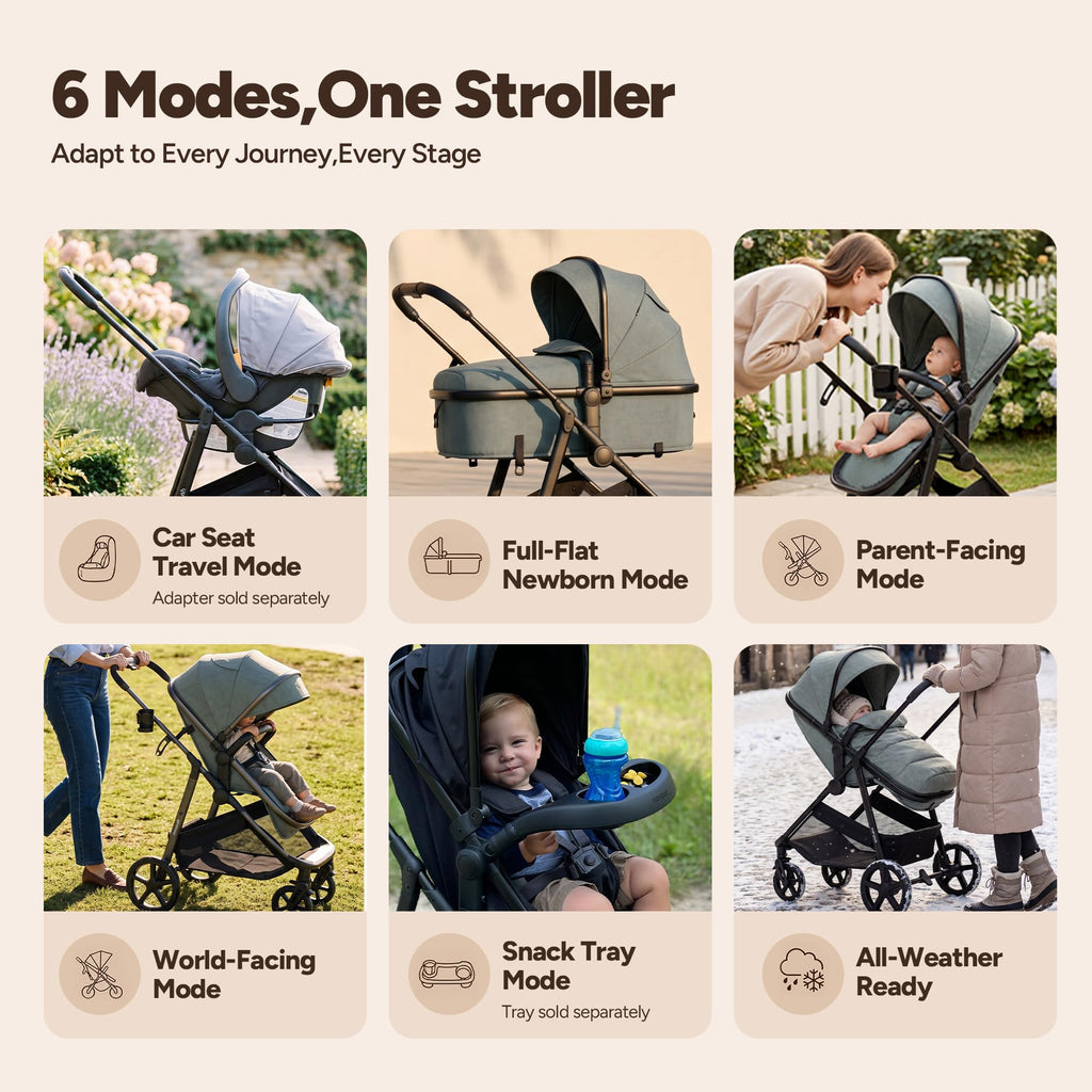 2-in-1 Bassinet Stroller Reversible Seat Black F3918