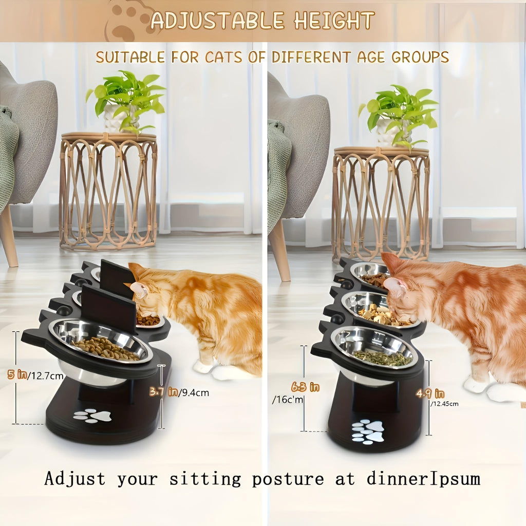 Raised Cat Bowls with 3 Stainless Steel Bowls L24371