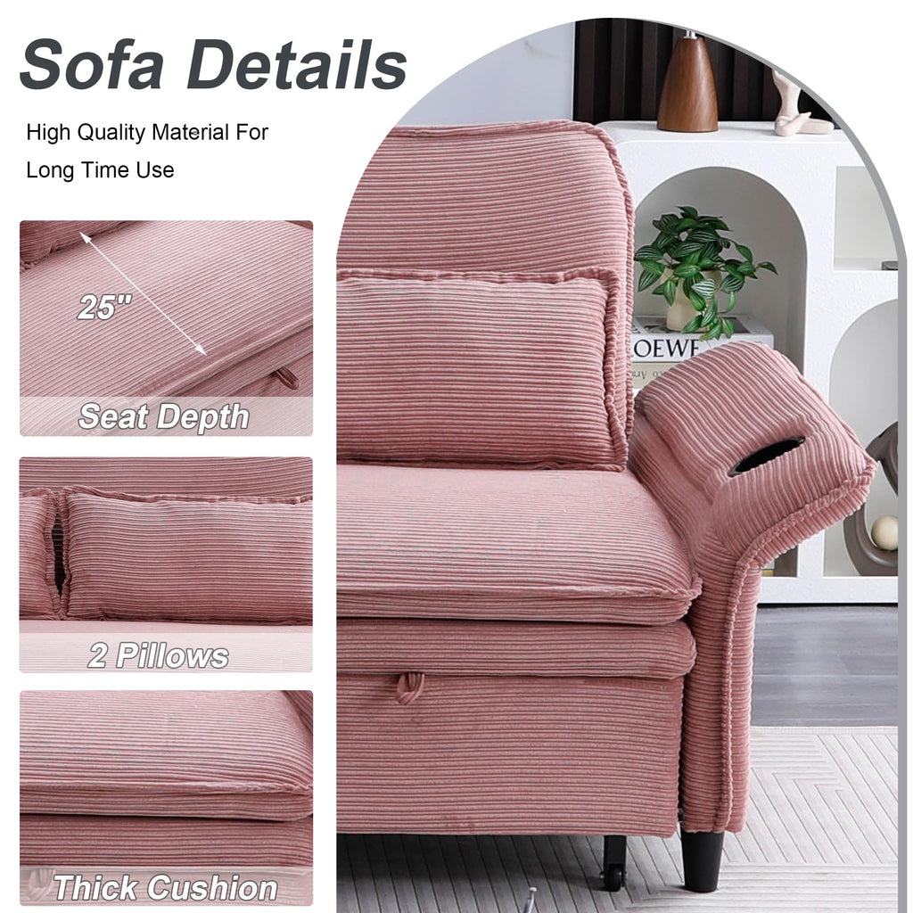 Pink Convertible Sleeper Sofa Bed W239588