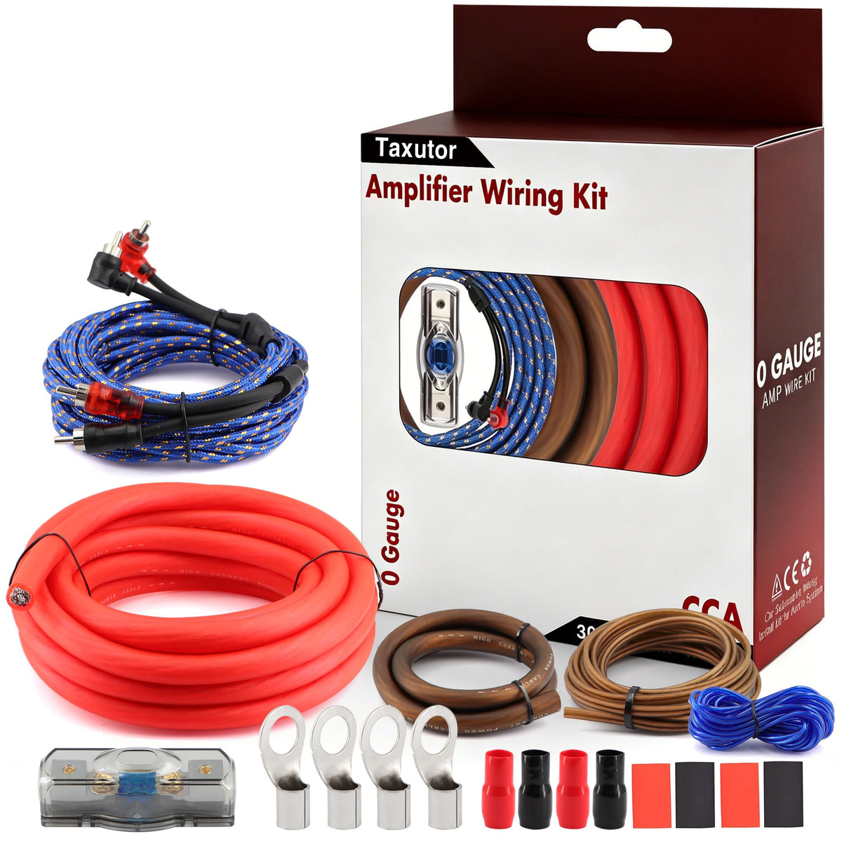 0 Gauge Amp Wiring Kit 3000W with 100A Fuse & RCA Cable I715