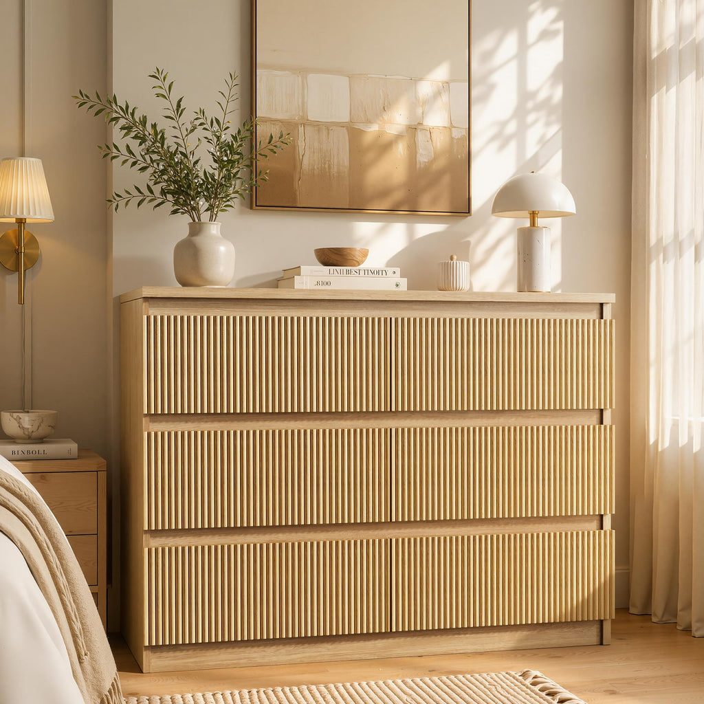 6 Drawer Fluted Wood Dresser L2014