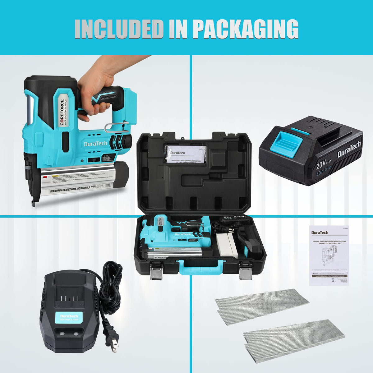 20V Cordless 18 Gauge 2-in-1 Nail Staple Gun F70655
