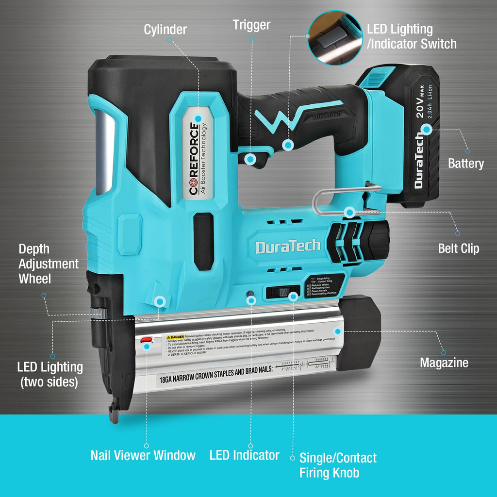 20V Cordless 18 Gauge 2-in-1 Nail Staple Gun F70655