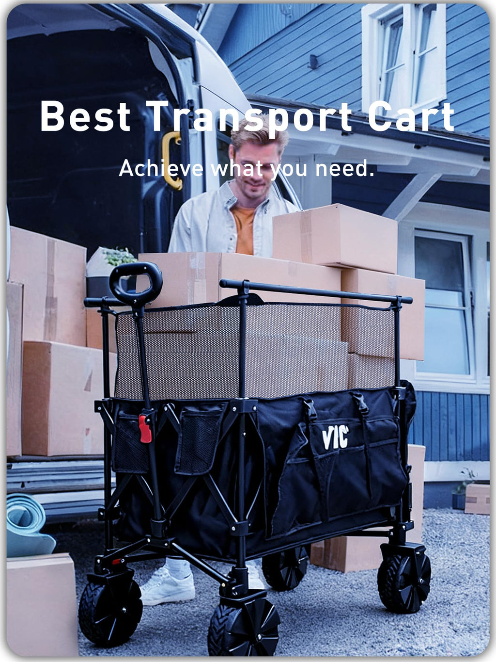 700L Double Tabletop Wagon with Big Wheel U81518