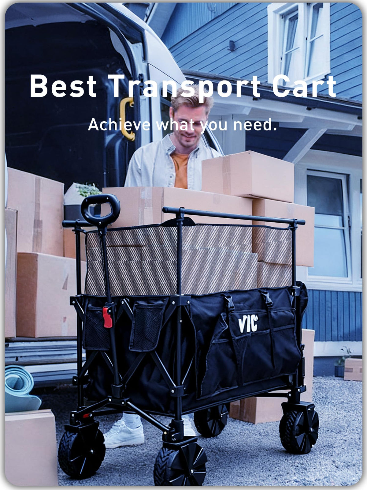 700L Double Tabletop Wagon with Big Wheel U81518
