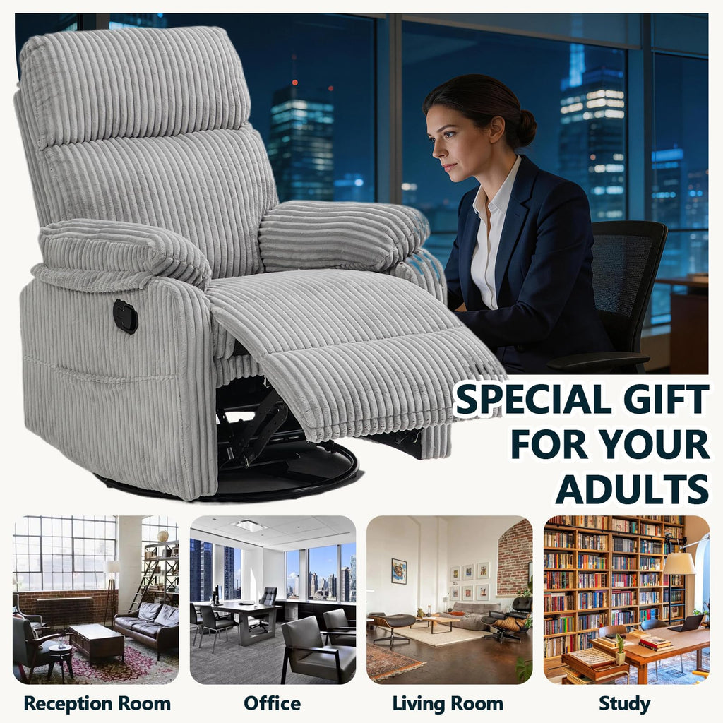 360° Swivel Rocking Corduroy Recliner X416