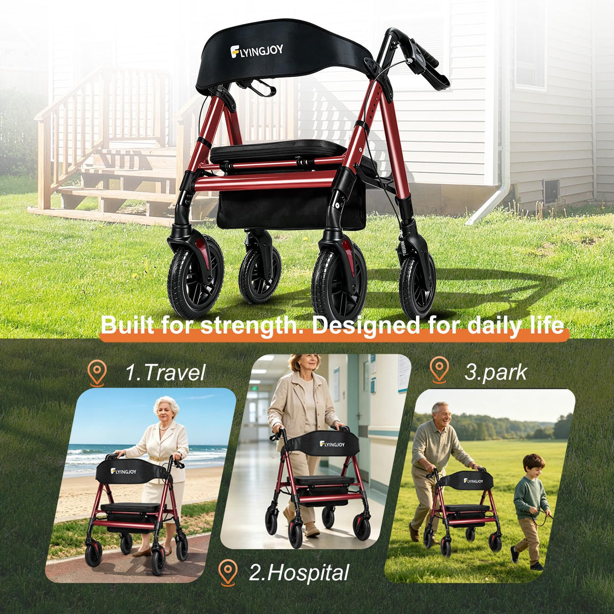 Heavy-Duty Bariatric Rollator Walker with Seat U36776