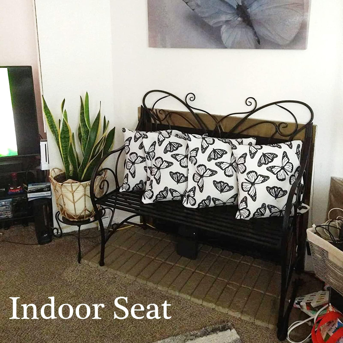 Outdoor Cast Iron Bench with Armrests Double Seats E593