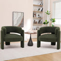 Sherpa Barrel Accent Chairs Set of 2 Olive Green H33669