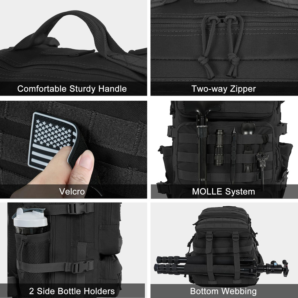 50L Military Tactical Backpack Black U80238