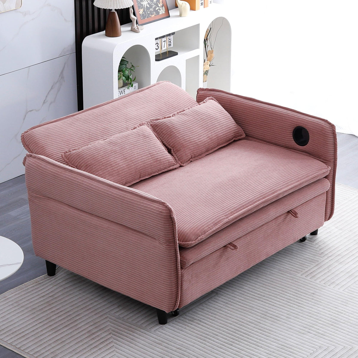 Pink Convertible Sleeper Sofa Bed W239588
