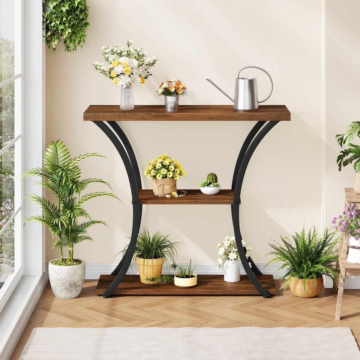 3 Tier Console Table with Open Wood Shelves F160