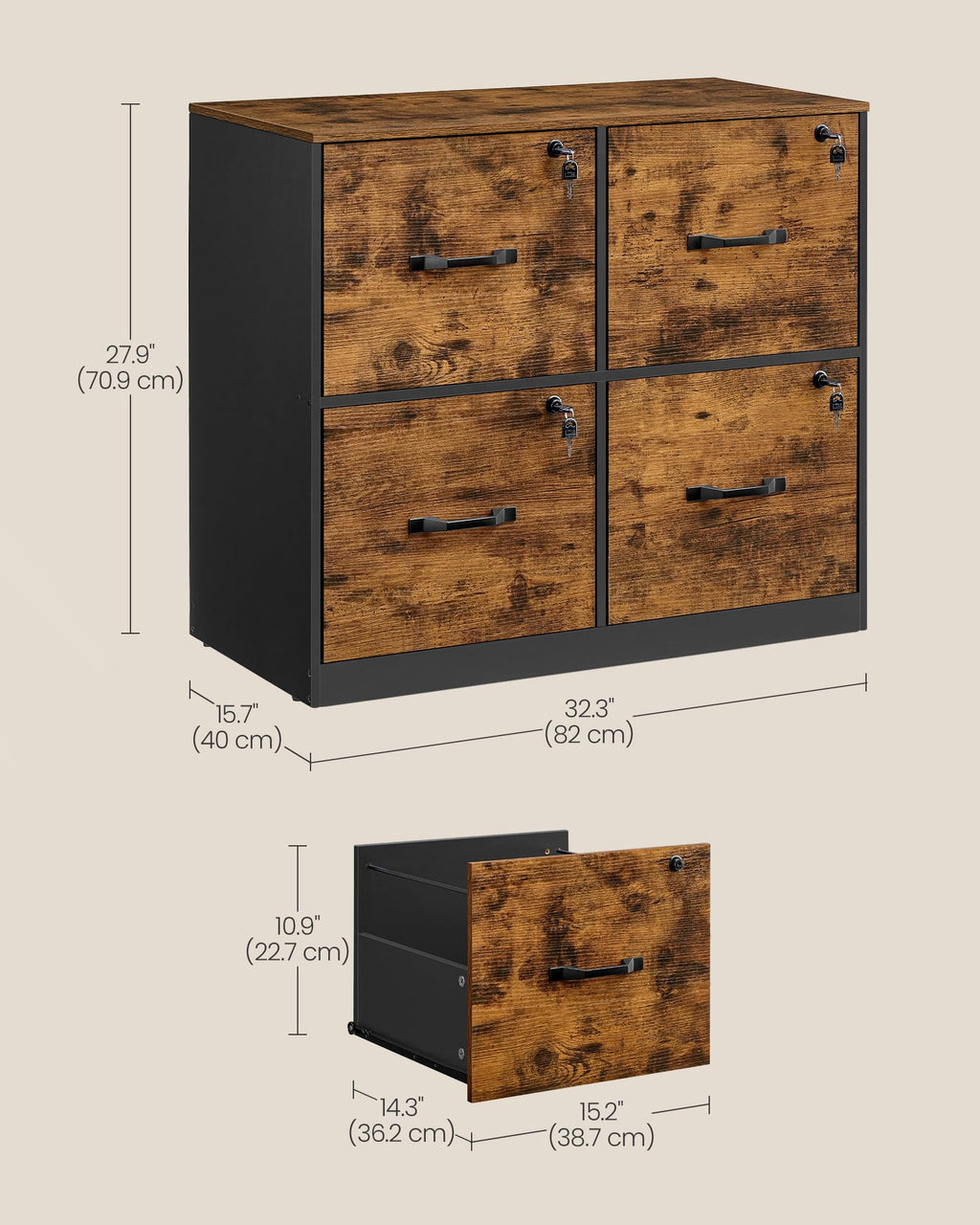 4 Drawer Locking File Cabinet L126