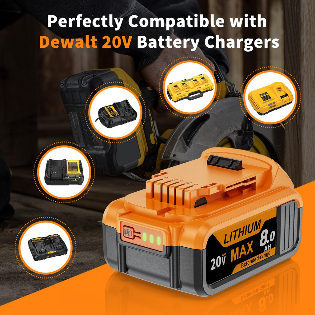 2 Pack 8.0Ah 20V Max Battery and Charger V304