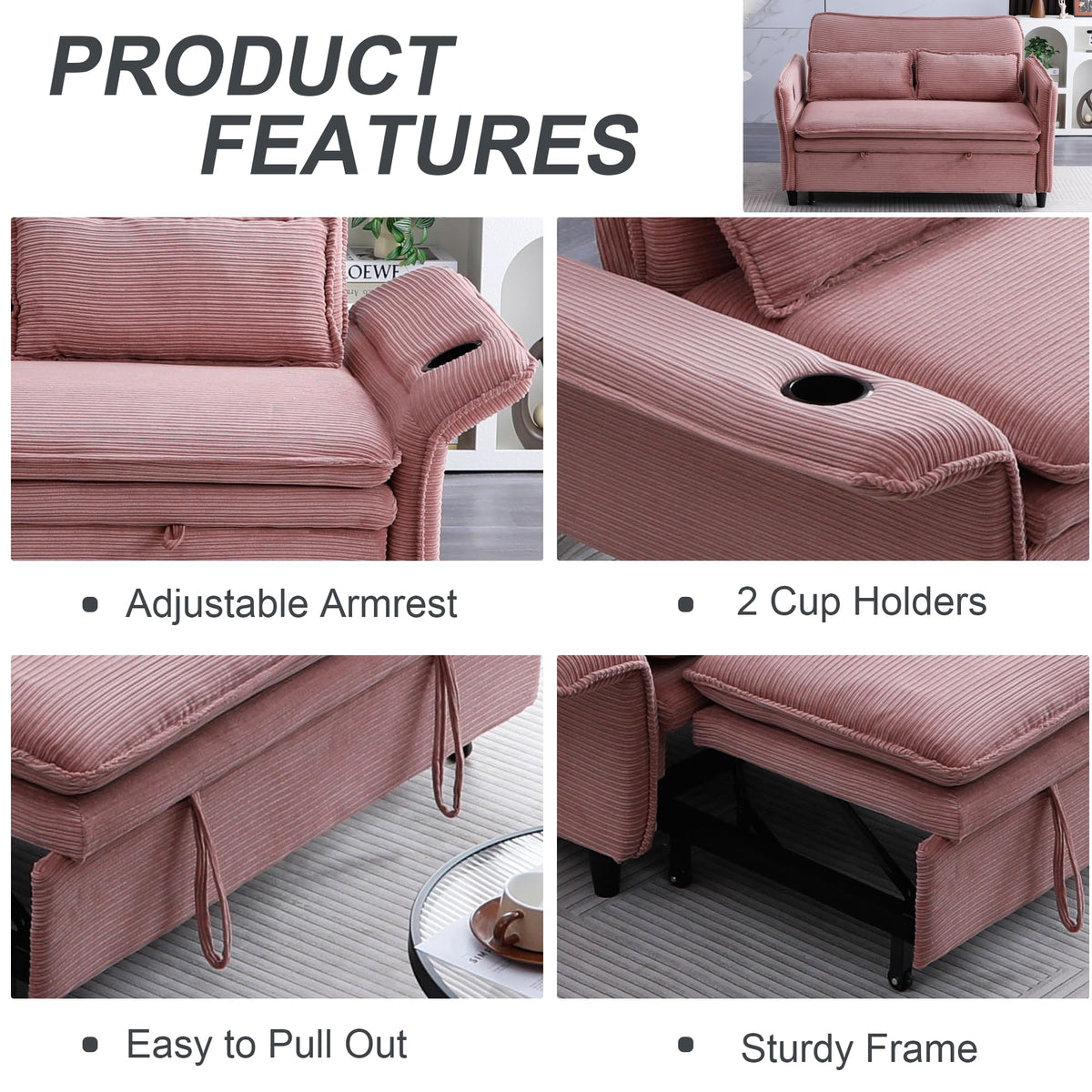 Pink Convertible Sleeper Sofa Bed W239588