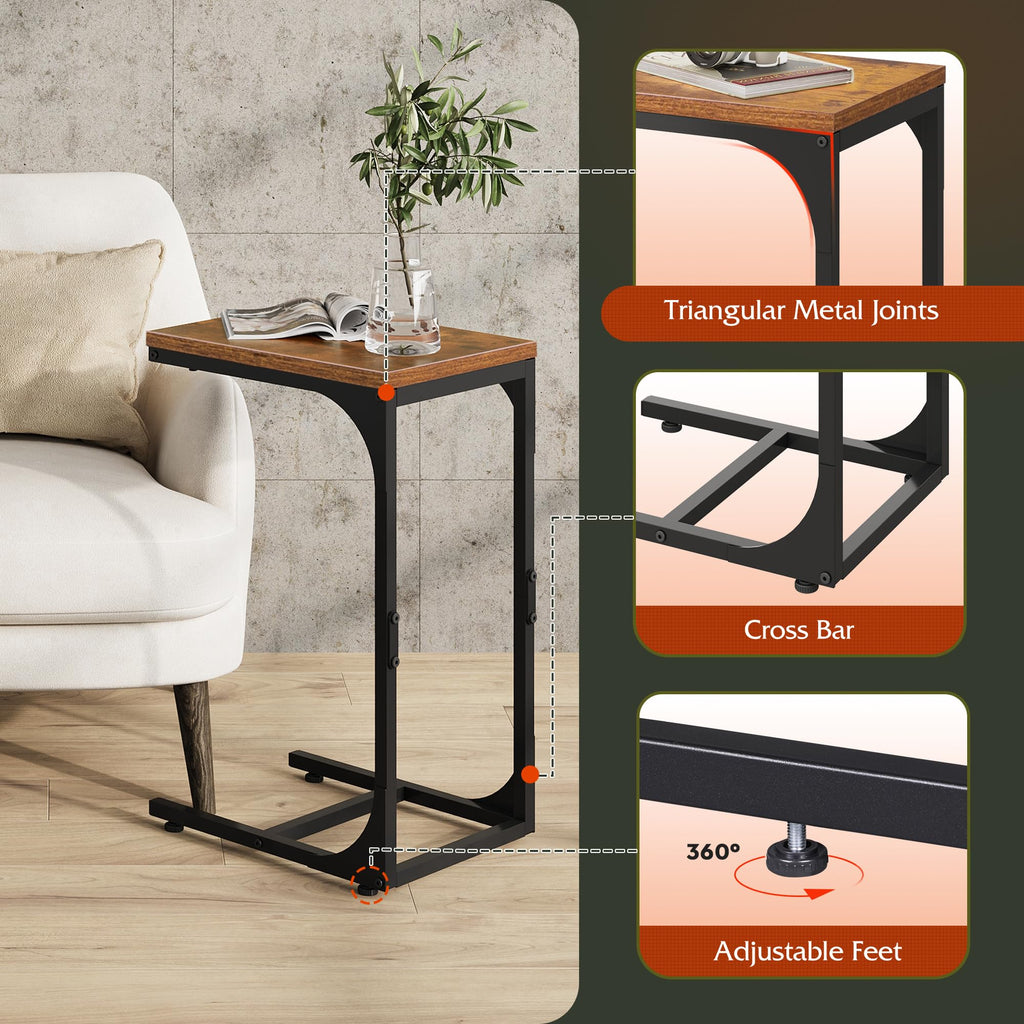 C-Shaped End Table Set of 2 Metal Frame W94740
