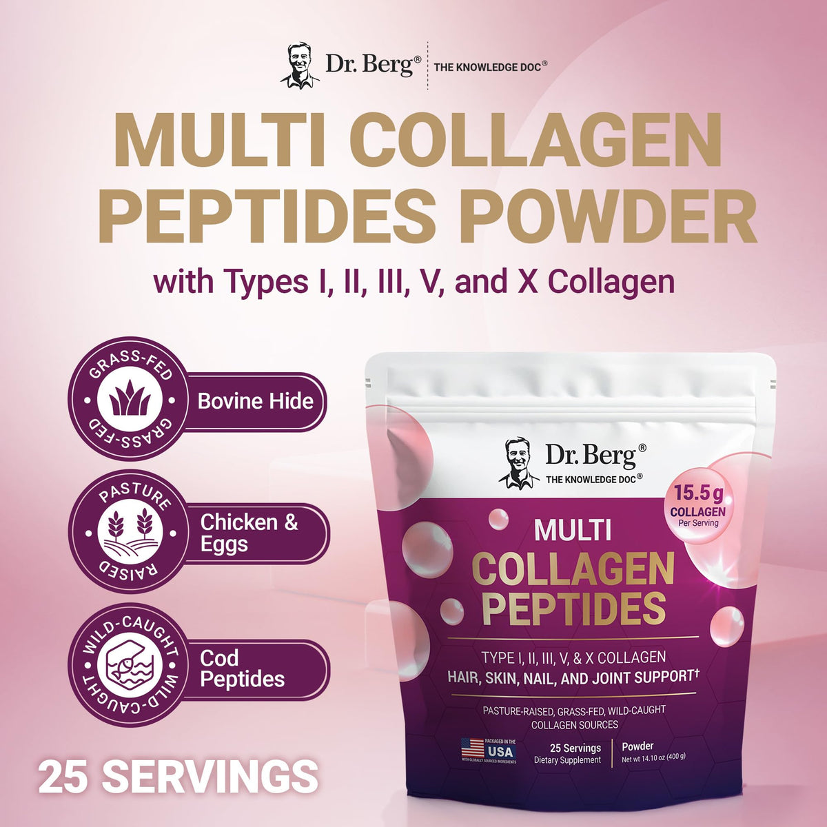 Unflavored Multi Collagen Peptides Powder 25 Servings K5754