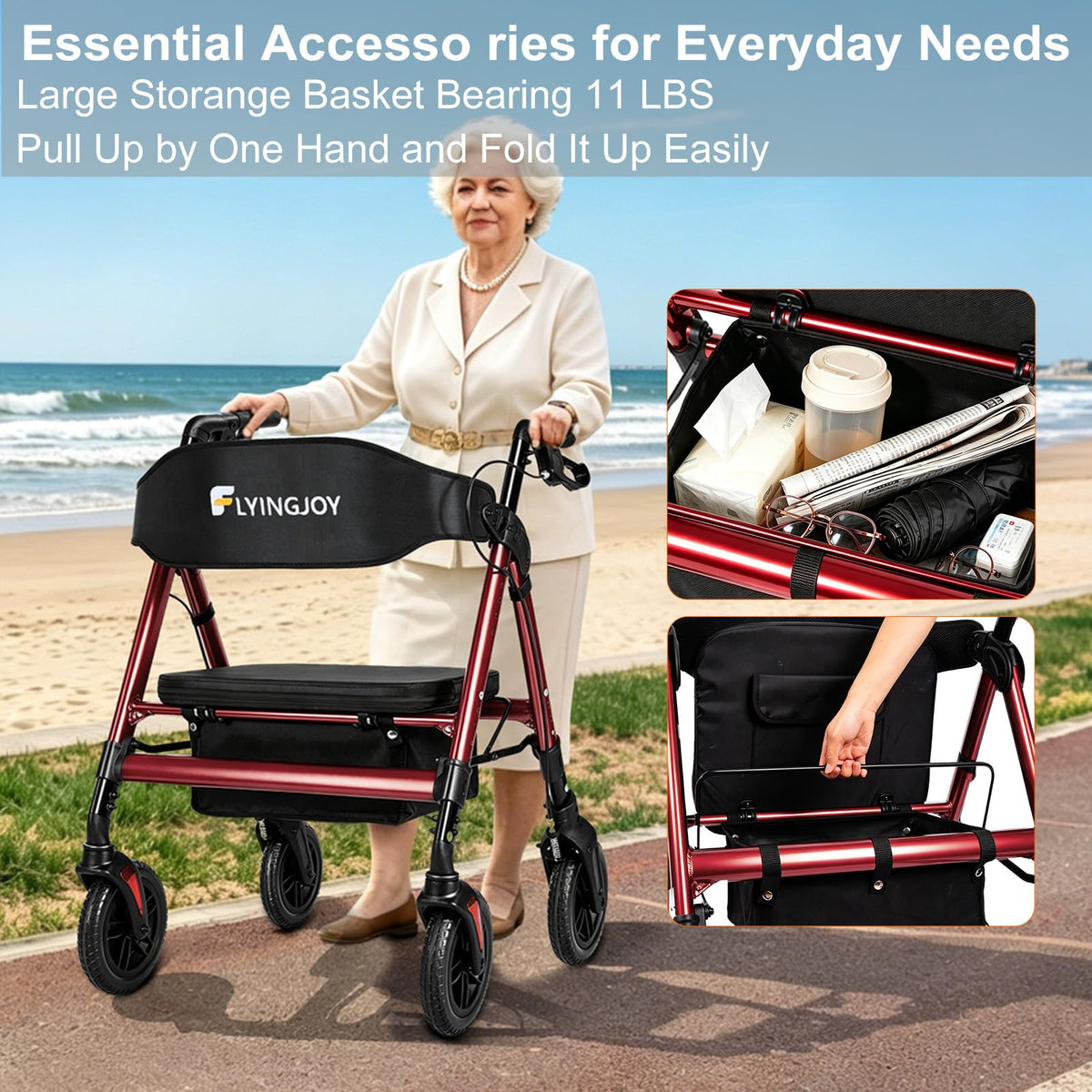 Heavy-Duty Bariatric Rollator Walker with Seat U36776