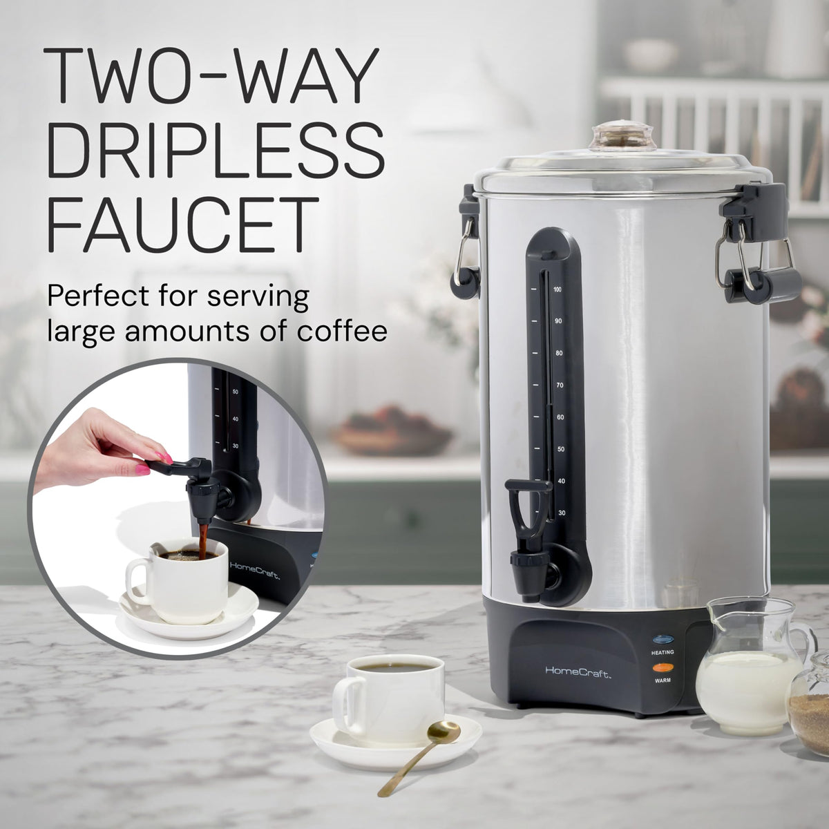 100-Cup Stainless Steel Coffee Urn and Hot Beverage Dispenser P38188