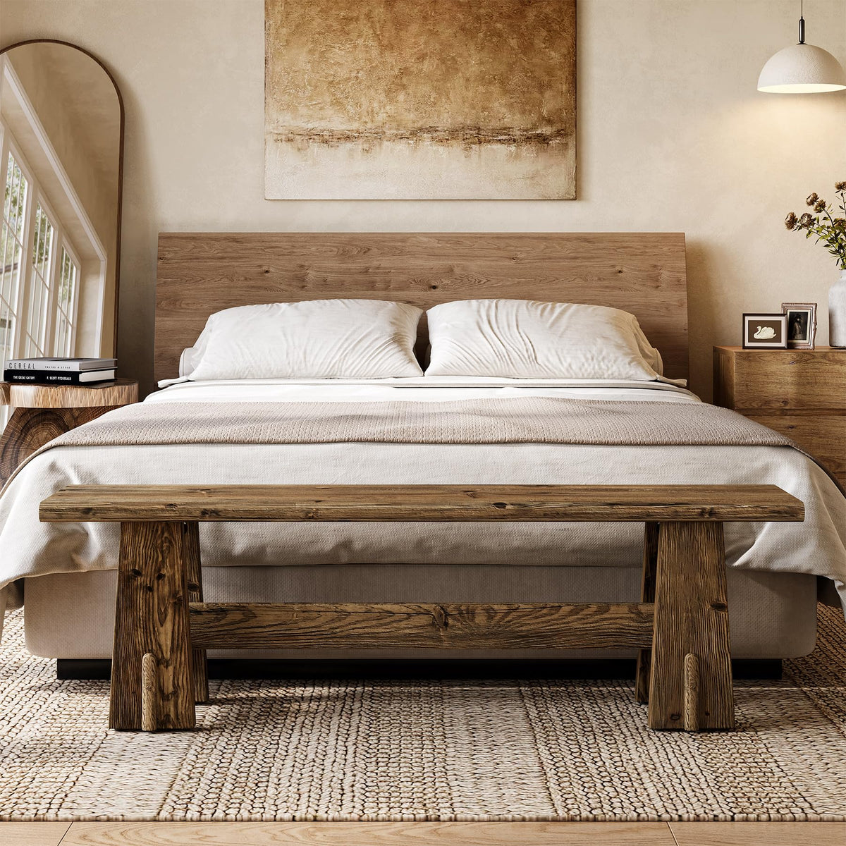 59" Solid Wood Bench T950034