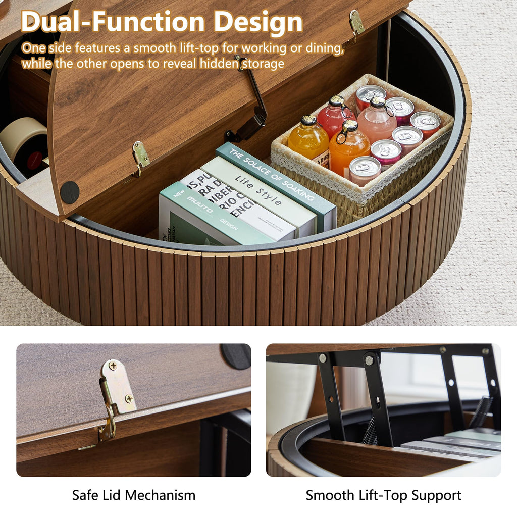 33" Round Lift-Top Coffee Table with Storage L58280