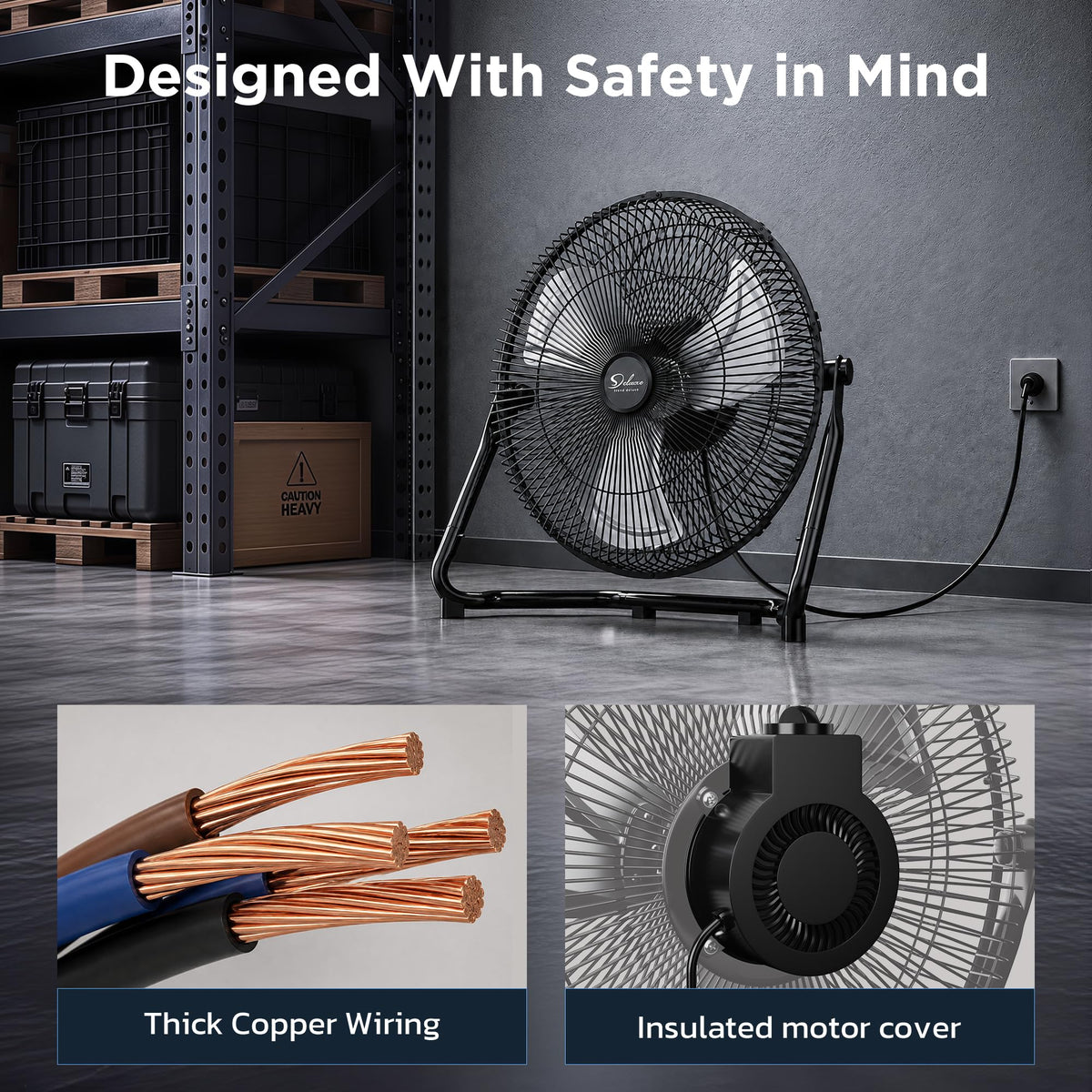 20 Inch 3-Speed High Velocity Metal Industrial Floor Fan V670051