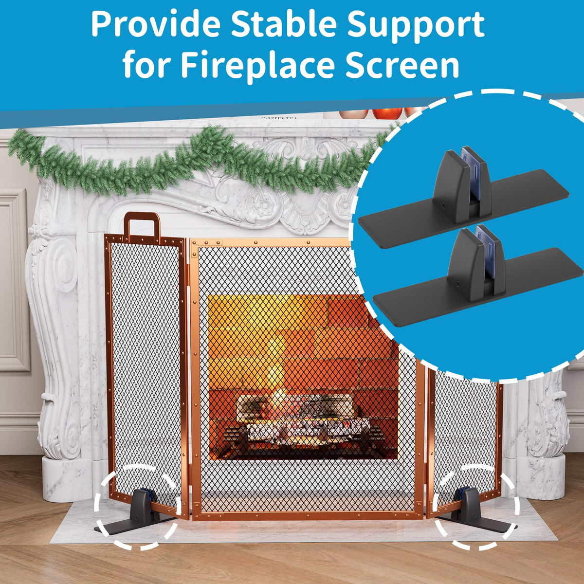 Metal Base Stands for Fireplace Screen, Pack of 2 Black S661