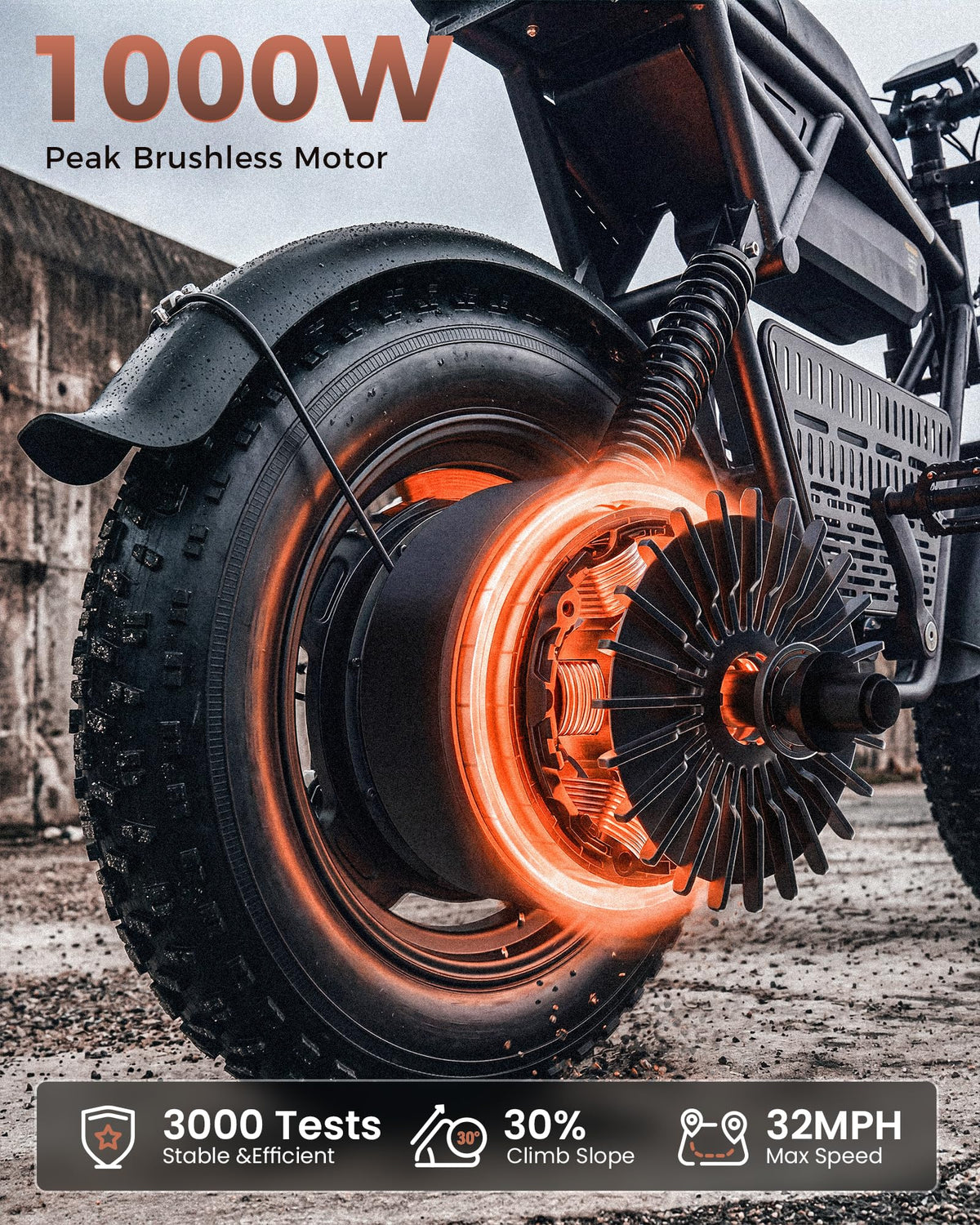 1000W Fat Tire Electric Bike with 48V 13Ah Battery U1850