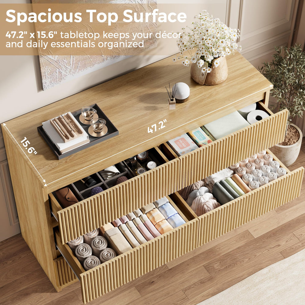 6 Drawer Fluted Wood Dresser L2014